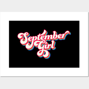 September Girl - Groovy Retro birthday text Posters and Art